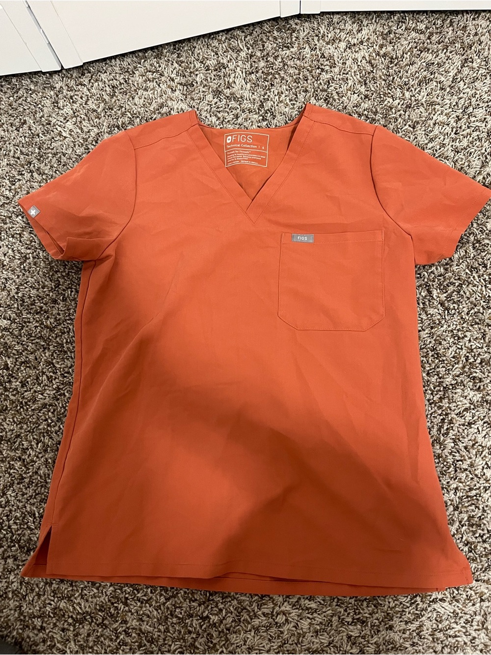 FIGS Women's V-Neck Tunic Top in Terracotta Orange